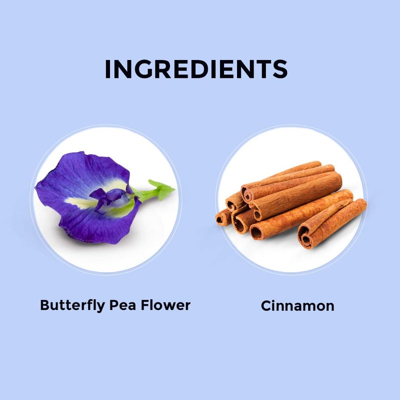 BLUE TEA - Butterfly Pea Flower Tea - Cinnamon - 30 Count - Pyramid Plant Based Tea Bag | Gokarna | ANTIOXIDANT RICH | Herbal Tea - Caffeine Free - Flower Based - Vegan - Non-Bitter | Tin Pack - Image 2